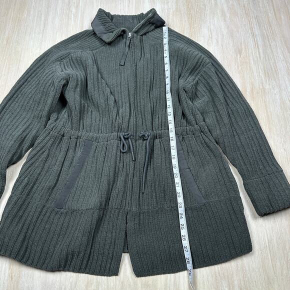 FLX Commuter Ribbed Knit Drawstring Waist Full Zip Cozy Casual Jacket Large - Picture 13 of 13